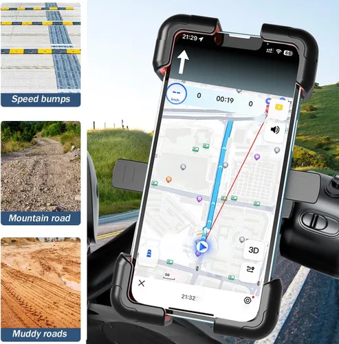 Miniatura 6 de AUCELI Soporte de teléfono para motocicleta, ABS de liberación rápida para teléfonos de 4.7 a 7.2 pulgadas, antivibraciones con clip giratorio