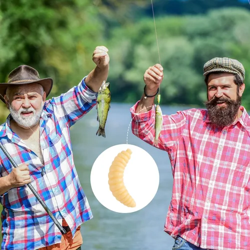 Miniatura 6 de Gusanos falsos para la pesca, bajo suave, gusanos realistas, cebos, pan, gusano de pesca, gusano de cera falsa 250 unidades amarillas