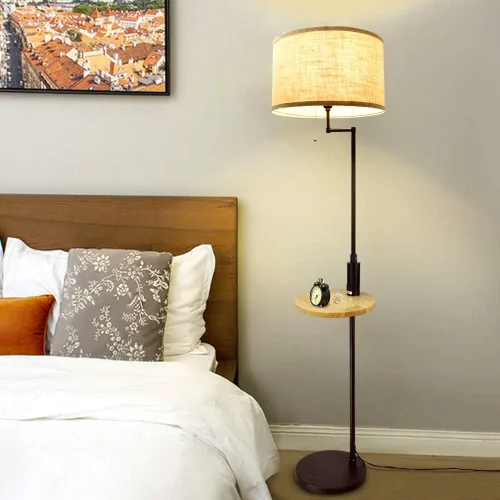 Miniatura 9 de DLLT - Lámpara de pie LED para sala de estar, luz de acento de pie con puerto de carga USB, ahorro de energía, iluminación de poste alto con mesa