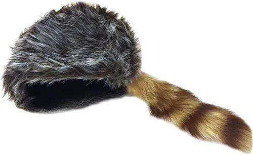 Miniatura 4 de Nekid Cow USA Authentic Davy Crockett Daniel Boone - Gorra de cola real, tamaño grande