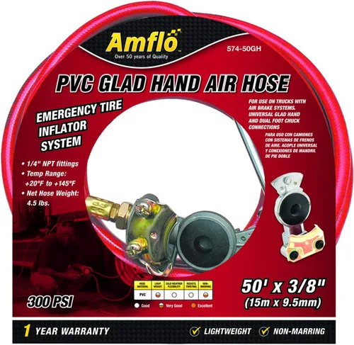 Miniatura 2 de Amflo 574-50GH 3/8" x 50' manguera de aire de PVC con mano contenta