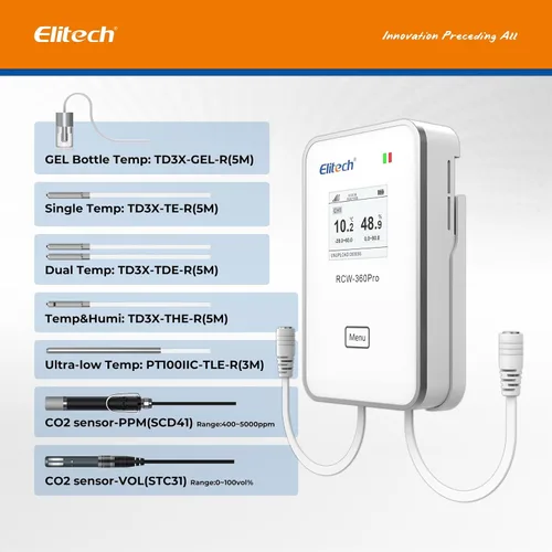 Miniatura 2 de Elitech Monitor de humedad y temperatura en tiempo real WiFi 5G/2.4G, registrador de datos remoto de doble canal, almacenamiento de datos