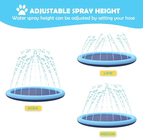 Miniatura 5 de Almohadilla de aspersor para perros y niños, piscina gruesa de 59 pulgadas con aspersor, tapete de agua para jugar al aire libre, juguetes