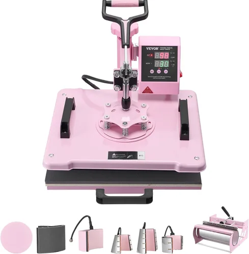 Miniatura 10 de Prensa de calor VEVOR, 12 x 15 pulgadas, máquina de transferencia de calor 5 en 1 con prensa para tarros de 30 oz, presión de camiseta con giro