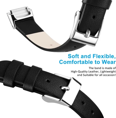 Miniatura 2 de Vancle Correa de cuero compatible con Fitbit Luxe, correa de cuero delgada ajustable para mujeres y hombres