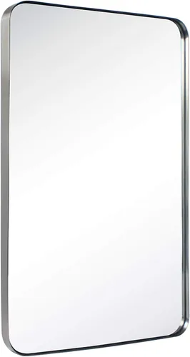 Miniatura 12 de GRACTO Espejo de baño con marco de metal de acero inoxidable de níquel cepillado de 20 x 30 pulgadas para montar en la pared, espejo rectangular