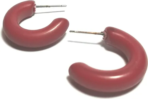 Miniatura 6 de Pendientes de aro Lucite Marrón Caramelo Pequeños aros de Secretaria Lucite Vintage - SEC-BR-1