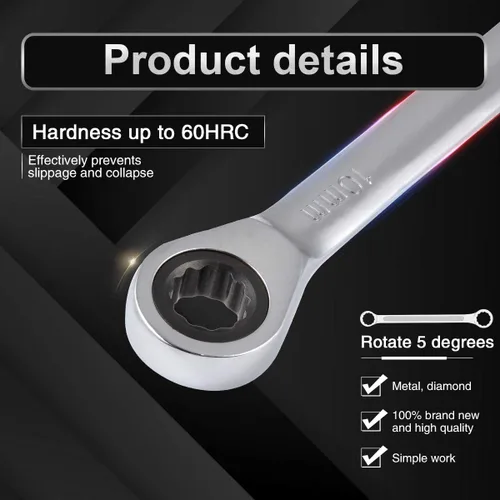 Miniatura 5 de KATUR 1 llave métrica de doble caja, llave de extremo de caja de doble anillo de cromo vanadio, herramientas manuales de reparación de automóviles