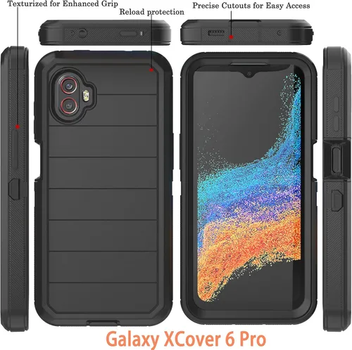 Miniatura 4 de Funda para Galaxy Xcover 6 Pro con protector de pantalla integrado, a prueba de caídas, funda duradera de 3 capas, a prueba de golpes, funda de goma
