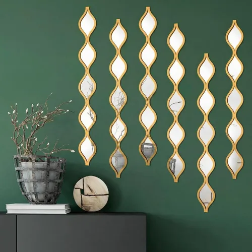 Yulejo 6 piezas de decoración de espejo de lágrima acrílica, decoración de pared estrecha, estilo bohemio, vintage, para apartamento, hogar, sala de