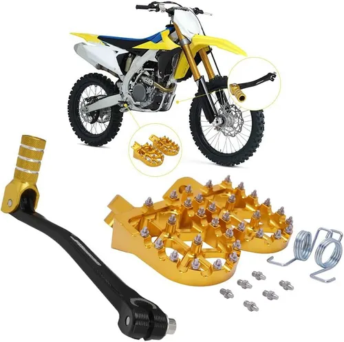Miniatura 10 de JFG RACING Palanca de cambios plegable para motocicleta + estriberas para moto de cross CNC universal para 50cc - 125cc CRF CR XR RM KX KLX YZ TTR