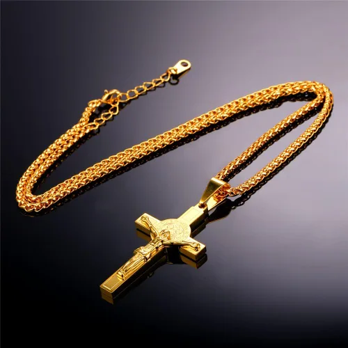 Miniatura 5 de U7 Russian Orthodox Cross PendantPraying HandsIchthys Sign for Men Women Stainless Steel 18K Gold Plated Jesus Pendant Christian Religious Necklaces