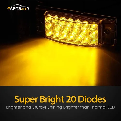 Miniatura 6 de Partsam 2 luces LED rectangulares rojas de 6 pulgadas para remolque, 21 diodos con reflectores+par de luces de marcador frontal lateral ámbar de 6