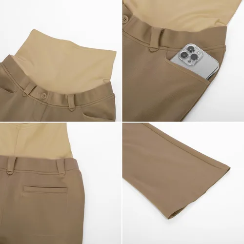 Miniatura 5 de Maacie Leggings acampanados de maternidad sobre el vientre, pantalones de corte de bota con bolsillos para yoga, trabajo casual