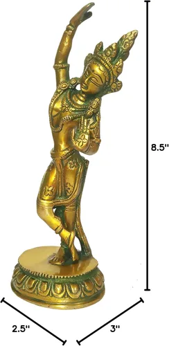 Miniatura 6 de Purpledip Latón Ídolo Reina Maya de Sakya, Madre de Gautam Buda: Estatua Vintage Acabado Oro (12155)