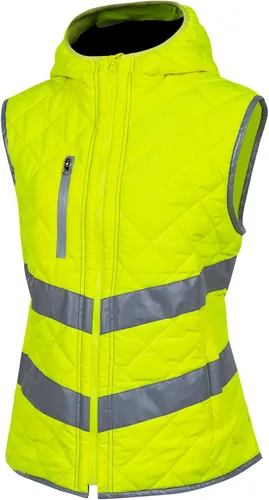 Chaleco de seguridad para mujer, reflectante, de alta visibilidad, con bolsillos y cremallera, ANSI Clase 3 Hi Vis, chaleco de trabajo de invierno