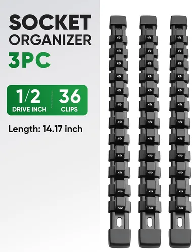 Miniatura 2 de ALOANES Organizador de enchufes de acrilonitrilo butadieno estireno (ABS) de 3 piezas, rieles de enchufe para unidad de 1/2 pulgada, soportes