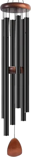 Miniatura 31 de Bursvik Campanilla de viento de 28 pulgadas, campanillas de viento decorativas en metal para exteriores, conmemorativas, regalo de recuerdo, Negro