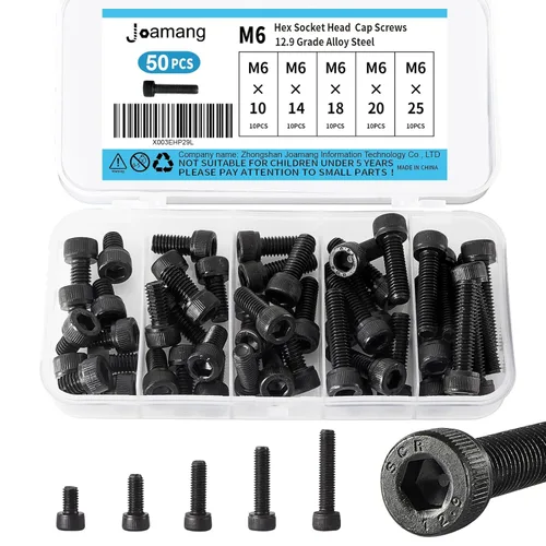 Miniatura 13 de M6 x 40mm 45mm 50mm 55mm 60mm Tornillos de cabeza hexagonal, acero de aleación de grado 12.9, acabado de óxido negro, unidad hexagonal Allen