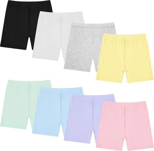 Boyiee Paquete de 8 pantalones cortos de baile para niñas, pantalones cortos de ciclismo, gimnasia, yoga, pantalones cortos de seguridad activos