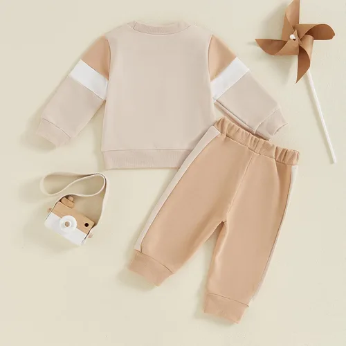 Miniatura 13 de Conjunto de sudadera de manga larga con cuello redondo y pantalones deportivos para bebés, ropa de invierno para bebé