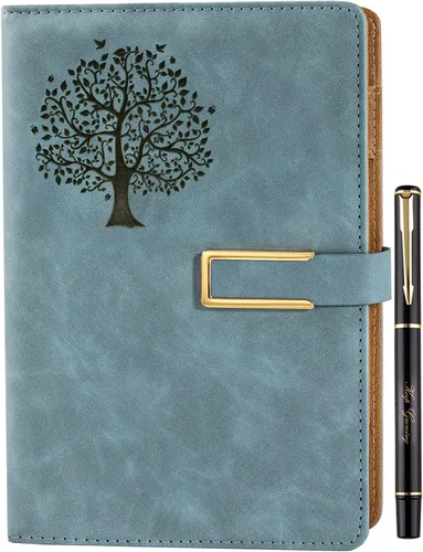 Miniatura 13 de Fanery sue Tree of Life - Diario de escritura recargable para mujeres y hombres, cuaderno de tapa dura de piel sintética, A5, rayado universitario