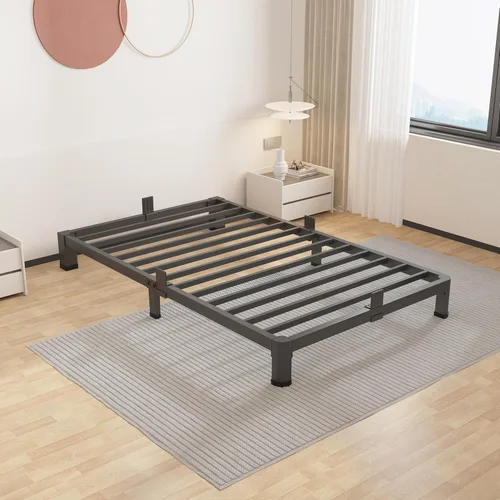 Miniatura 11 de ROIL Marcos de cama de 14 pulgadas con cabecera, tamaño individual XL, con agujeros para cabecero y patas de esquinas redondas, con sujetadores