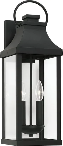 Miniatura 8 de Capital Lighting 946411BK Bradford - Farol de pared para exteriores de cristal transparente, 1 luz de 100 vatios, 17 pulgadas de alto x 6 pulgadas