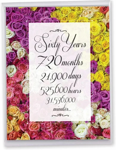 Miniatura 7 de NobleWorks Tarjeta de felicitación de aniversario del 60º hito jumbo de 8.5 x 11 pulgadas con sobre para hombres, mujeres (1 unidad) Floral Couple