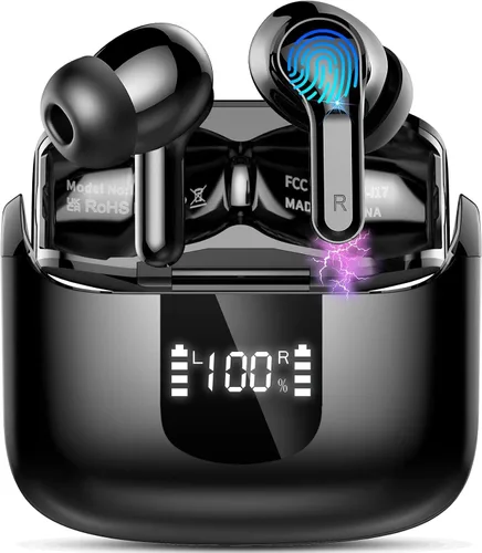 Miniatura 9 de Auriculares inalámbricos, auriculares deportivos Bluetooth 5.4 IPX8 impermeables, auriculares sobre la oreja de 70H con sonido de graves profundos