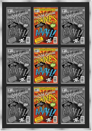 Miniatura 13 de Marco de cómic negro con alfombrilla negra para cómics de la Edad Dorada