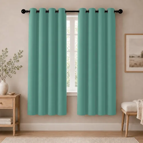 Miniatura 28 de Cortinas de oscurecimiento de habitación de 45 pulgadas de largo para dormitorio y sala de estar, cortinas térmicas aislantes con ojales