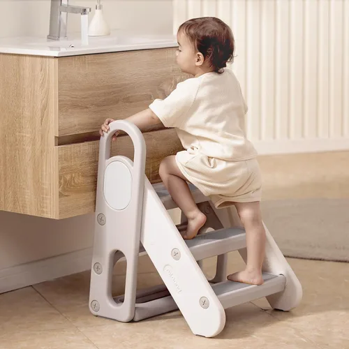 Taburete para niños Mloong plegable para fregadero de baño, taburete antideslizante fácil de plegar para entrenamiento de orinal, escalera ajustable