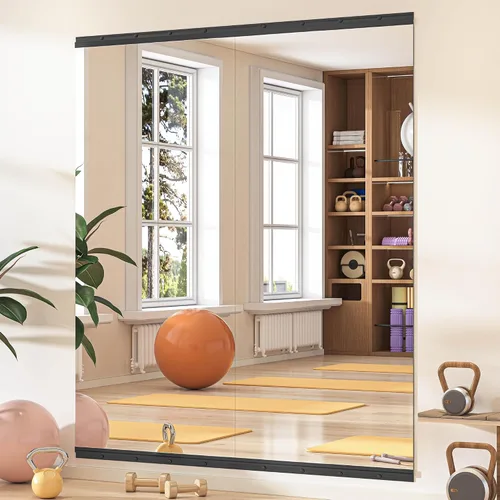 Miniatura 51 de Hasipu 3 piezas de espejos para gimnasio en casa de 48''x24'', espejos grandes de cuerpo entero montados en la pared para yoga, baile, fitness