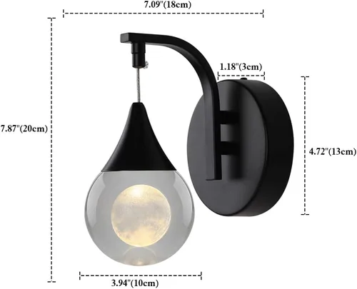 Miniatura 5 de Sedelan Apliques de Pared de Cristal Luna, Iluminación LED Moderna de Pared, 5W Luz de Pared Regulable para Dormitorio Cabecera Baño Sala de Estar