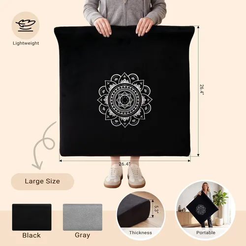 Miniatura 3 de Zafu - Juego de cojines de meditación de terciopelo, espuma de alta densidad, almohadas de piso grandes de 26.4 pulgadas, funda extraíble lavable