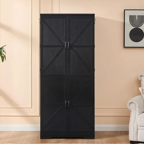 Miniatura 4 de LIDYUK Armario Armoire - Armario de almacenamiento de 72 pulgadas de alto con barra para colgar, estantes y cajón, armario independiente con puerta
