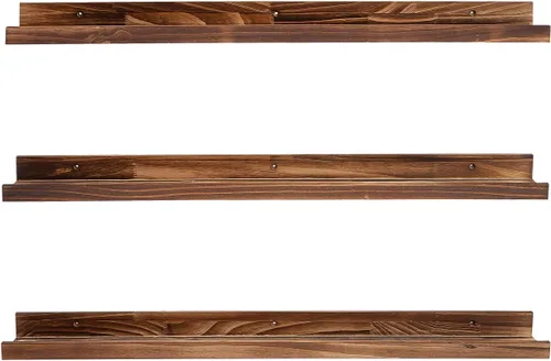 Miniatura 28 de MBYD Estantes flotantes de 36 pulgadas negros, estantes colgantes de madera, estante de repisa para fotos, estantes de repisa para fotos para pared