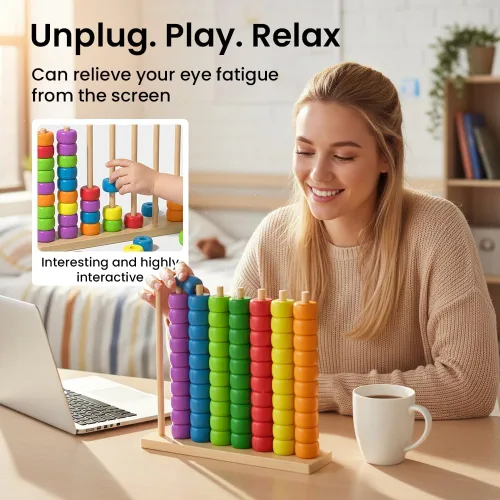 Miniatura 2 de Juego de rompecabezas de apilamiento a juego de colores, juego de desafío de coincidencia de color de madera, rompecabezas de apilamiento de anillos
