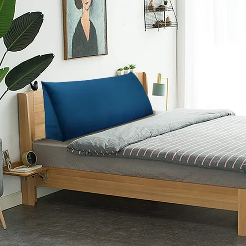 Miniatura 5 de VERCART Almohada grande de cuña para cama de lectura, cabecera tapizada triangular, respaldo para sentarse en la cama con funda extraíble de Azul