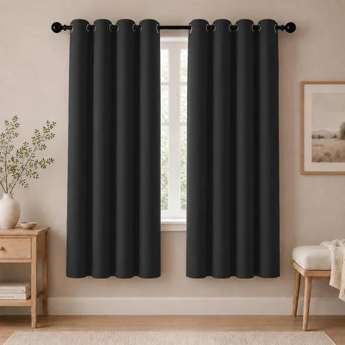 Miniatura 31 de Cortinas de oscurecimiento de habitación de 45 pulgadas de largo para dormitorio y sala de estar, cortinas térmicas aislantes con ojales