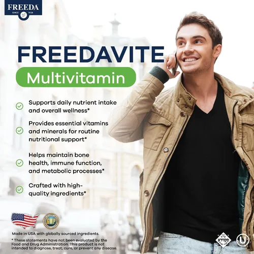 Miniatura 7 de Freeda vite Tiny Tablet - Multivitamínico moderado para hombres y mujeres - Vitamina A, C, D, E, B1, B2, B6, B12, biotina, calcio, zinc, hierro