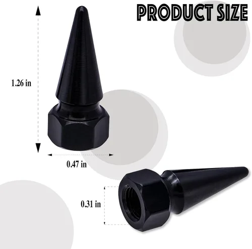 Miniatura 2 de 4 piezas de tapas de válvula de rueda con forma de punta, tapa de aire de aluminio para automóviles, cubiertas universales de válvula de rueda a
