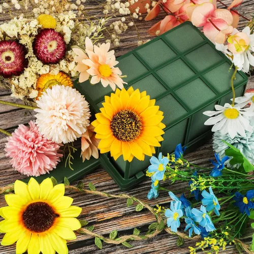 Miniatura 5 de Hahood Jaula de espuma floral de 2 piezas con arreglo floral de espuma floral rectangular con mango para flores frescas, decoración de fiesta