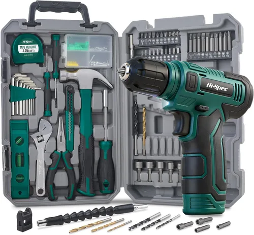 Miniatura 12 de Hi-Spec Juego de taladro inalámbrico de 8 V y kit de herramientas para hombres - Taladro eléctrico recargable por USB, caja de herramientas manual