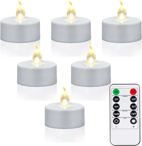 Miniatura 13 de Velas de té sin llama, juego de 24 velas LED a pilas con parpadeo eléctrico, vela votiva falsa realista, lámpara de luz blanca cálida de larga