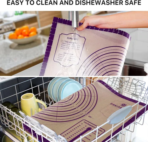 Miniatura 5 de Alfombrilla de silicona para hornear, 26" x 16" antideslizante para amasar masa de repostería, alfombrilla antiadherente para hornear con medidas