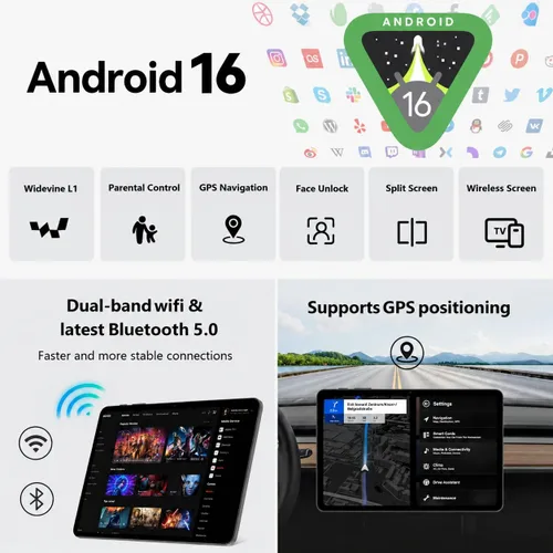 Miniatura 4 de EHFiDC Tablet Android 16 - Tabletas de 10.1 pulgadas, 28 GB de RAM 256 GB ROM 2TB Expand, pantalla táctil IPS HD 1280 x 800, Gemini AI, Octa-Core