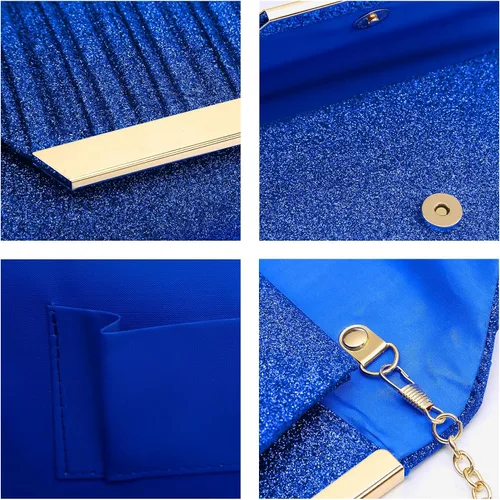 Miniatura 6 de Dasein Bolsas de mano de noche con purpurina para mujer, monederos formales para fiesta, boda, cadena, cóctel, baile de graduación