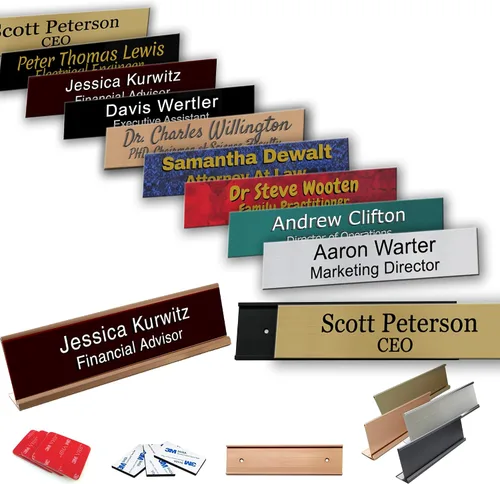 Miniatura 8 de Placa de identificación de oficina – Placa de nombre personalizada grabada para escritorio, 2 x 4 pulgadas, placa de nombre personalizada
